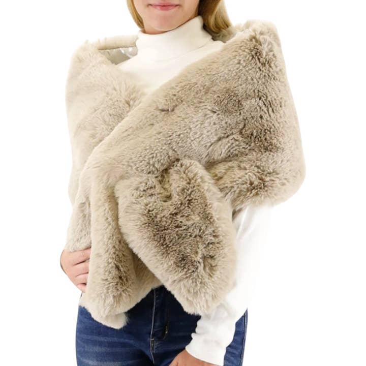 Oversize Faux Fur Pull Through Shawl Scarf for wholesale by LA Jewelry Plaza
