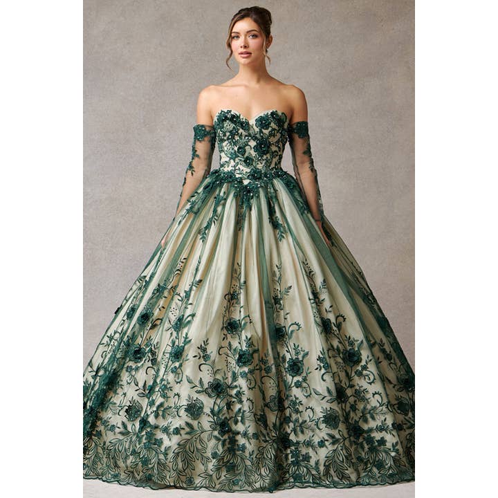 Schatz Off-Shoulder Transparente Langarm-Ballkleid für den Großhandel von Babyfox Apparel