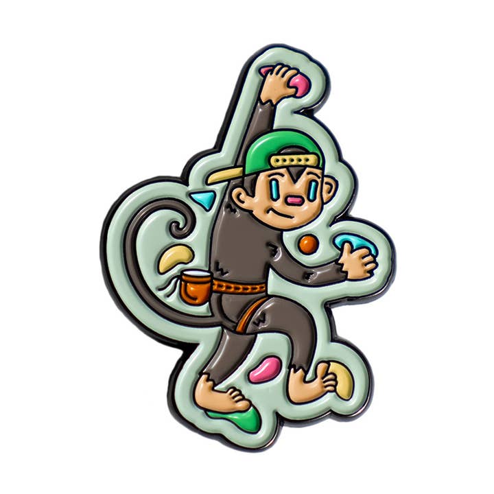Climbing Monkey Enamel Pin for wholesale by Stars And Sequoias