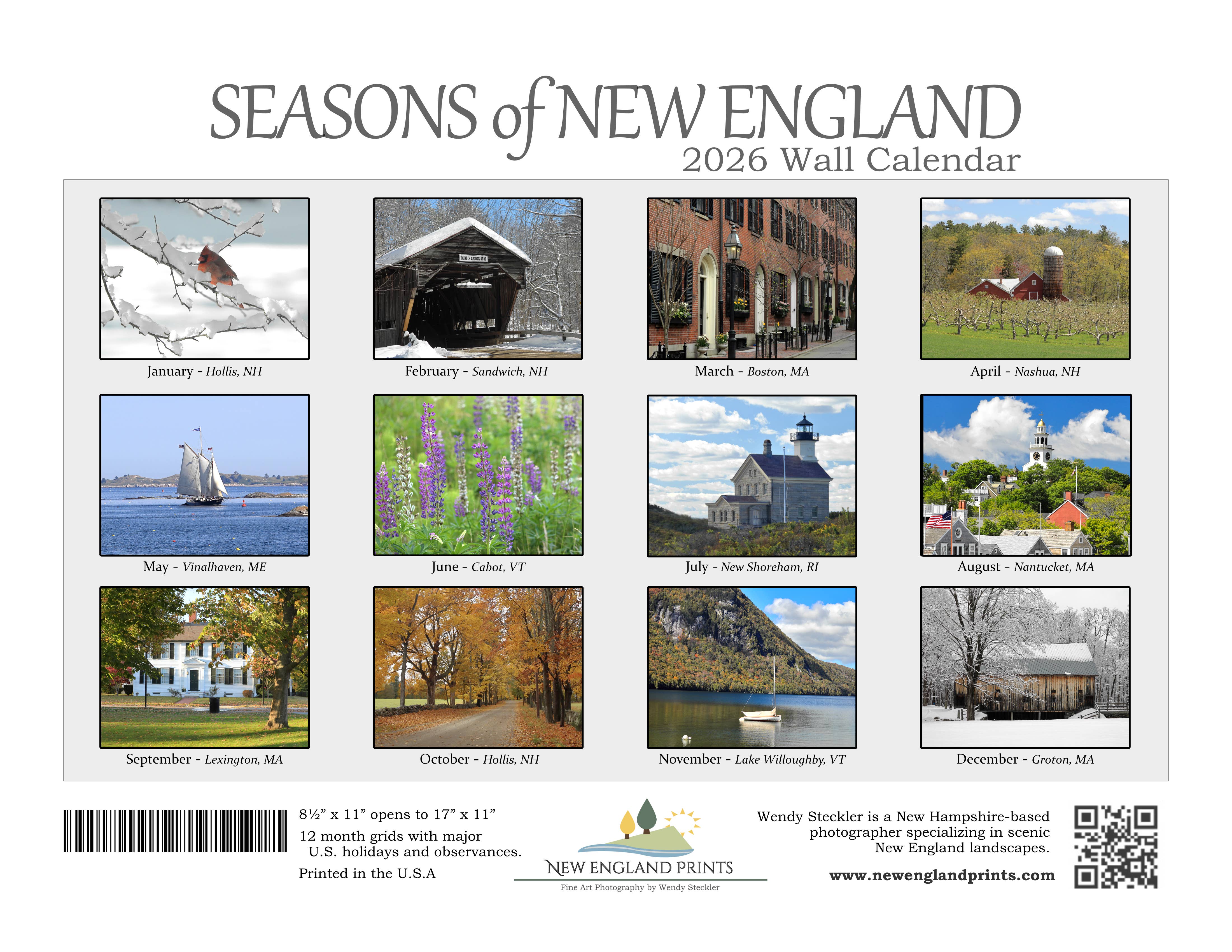 New England Prints - Wholesale Calendar - Seasons 2026 Wall Calendar1
