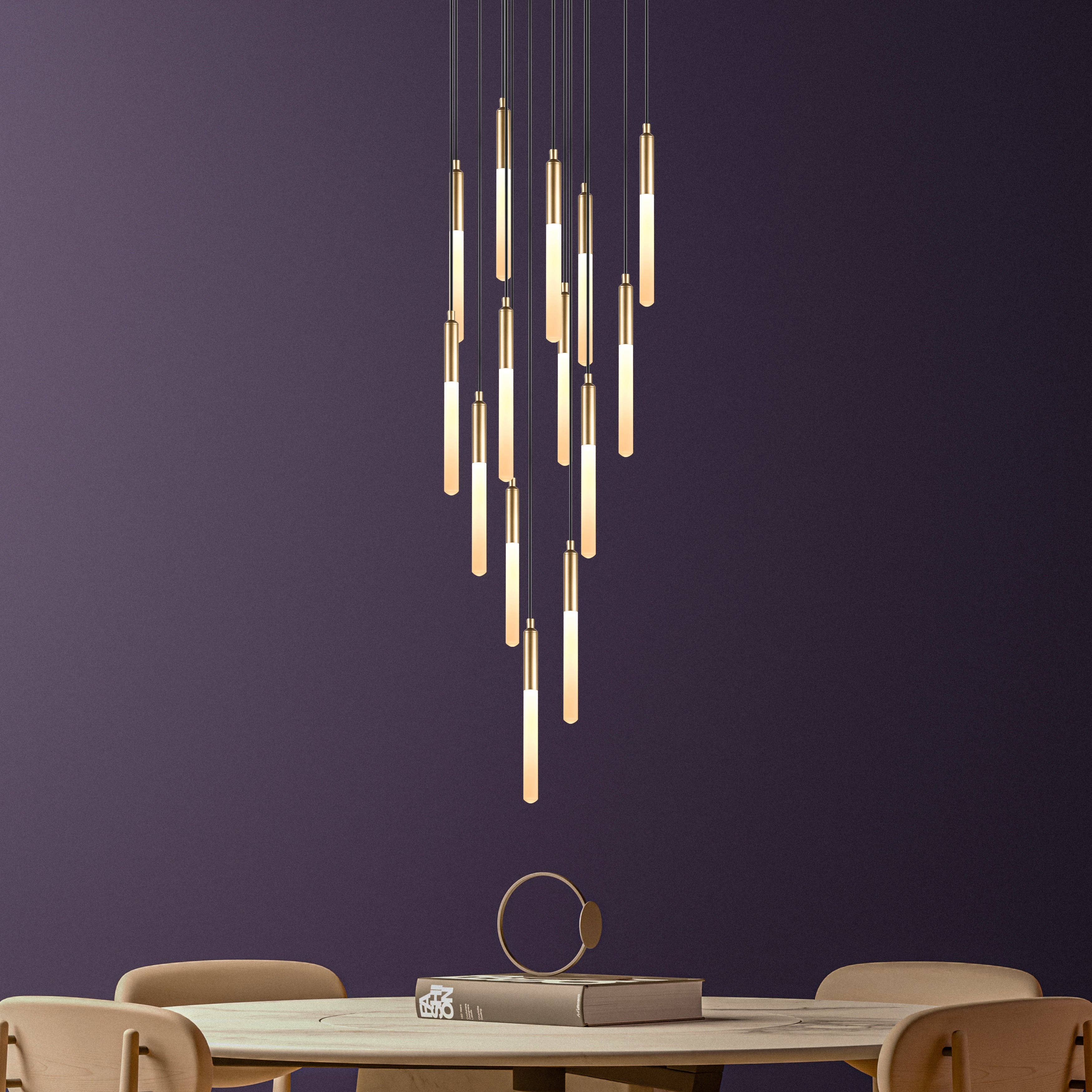 Eclipse Lighting – Engroshandel Lysekrone/pendellampe – LED-rør Moderne Multi Vedhængslampe til Trappe, Trappeopgang Lysekrone, Slankt Rør Vedhængslampe, 3 Etagers Vedhængslampe, Lysarmatur7