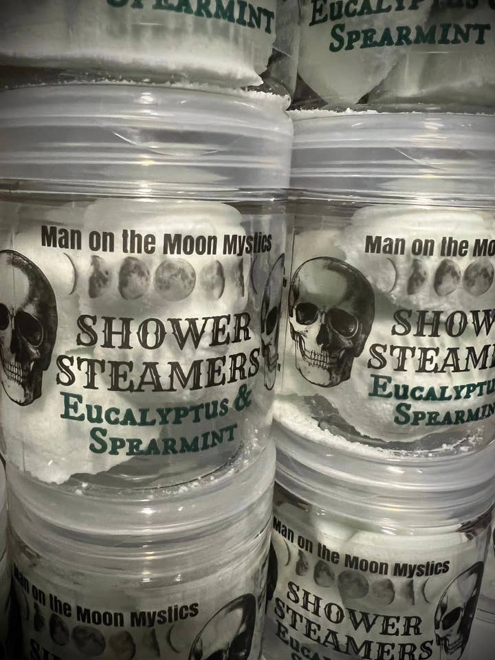 Eucalyptus and Spearmint Shower Steamers for wholesale by Man on the Moon Mystics