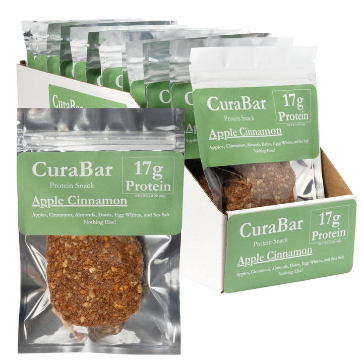 CuraBar Protein Bar, Apple Cinnamon (12ct) No Preservatives for wholesale by CuraBar