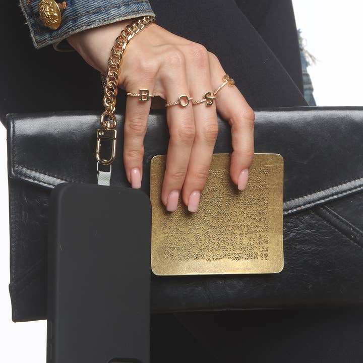 Maya J - Wholesale Band/Stacked Ring - 14K Gold-Plated Adjustable Initial Rings - Full Display