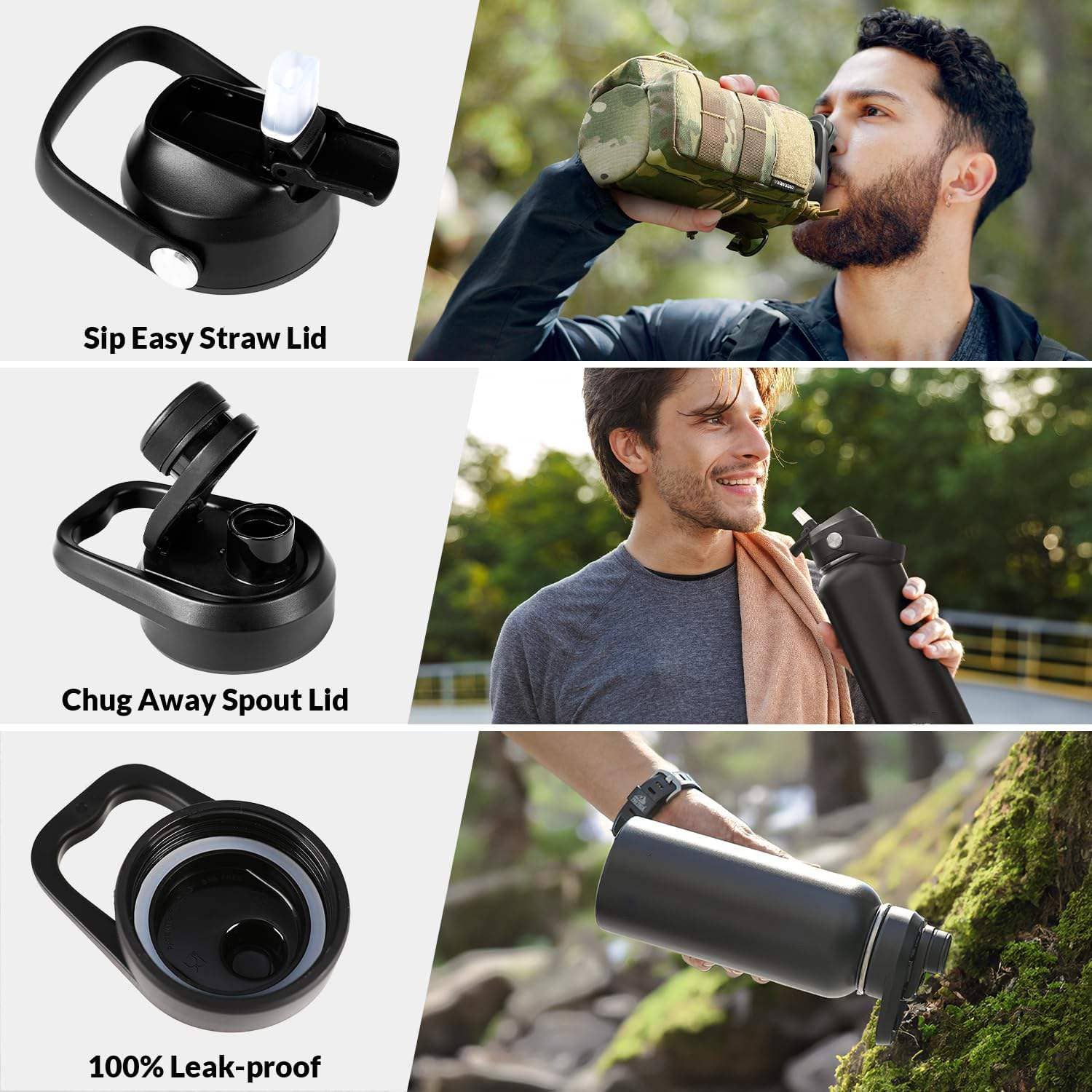 Antarctica Outdoors - Wholesale Water Bottle - Votagoo 64Oz Half Gallon Stainless Steel Insulated Tactical Water Bottle with Metal Military Water Bottle Tactical Carrier Bag11