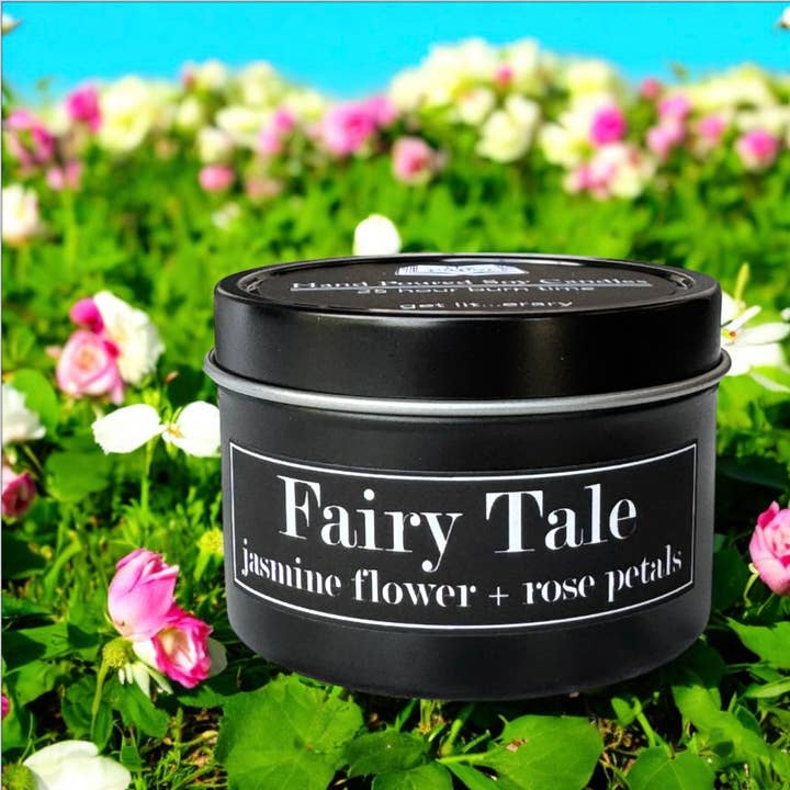 Fairy Tale 4oz Candle Jasmine + Rose Petals for wholesale by Fly Paper Products