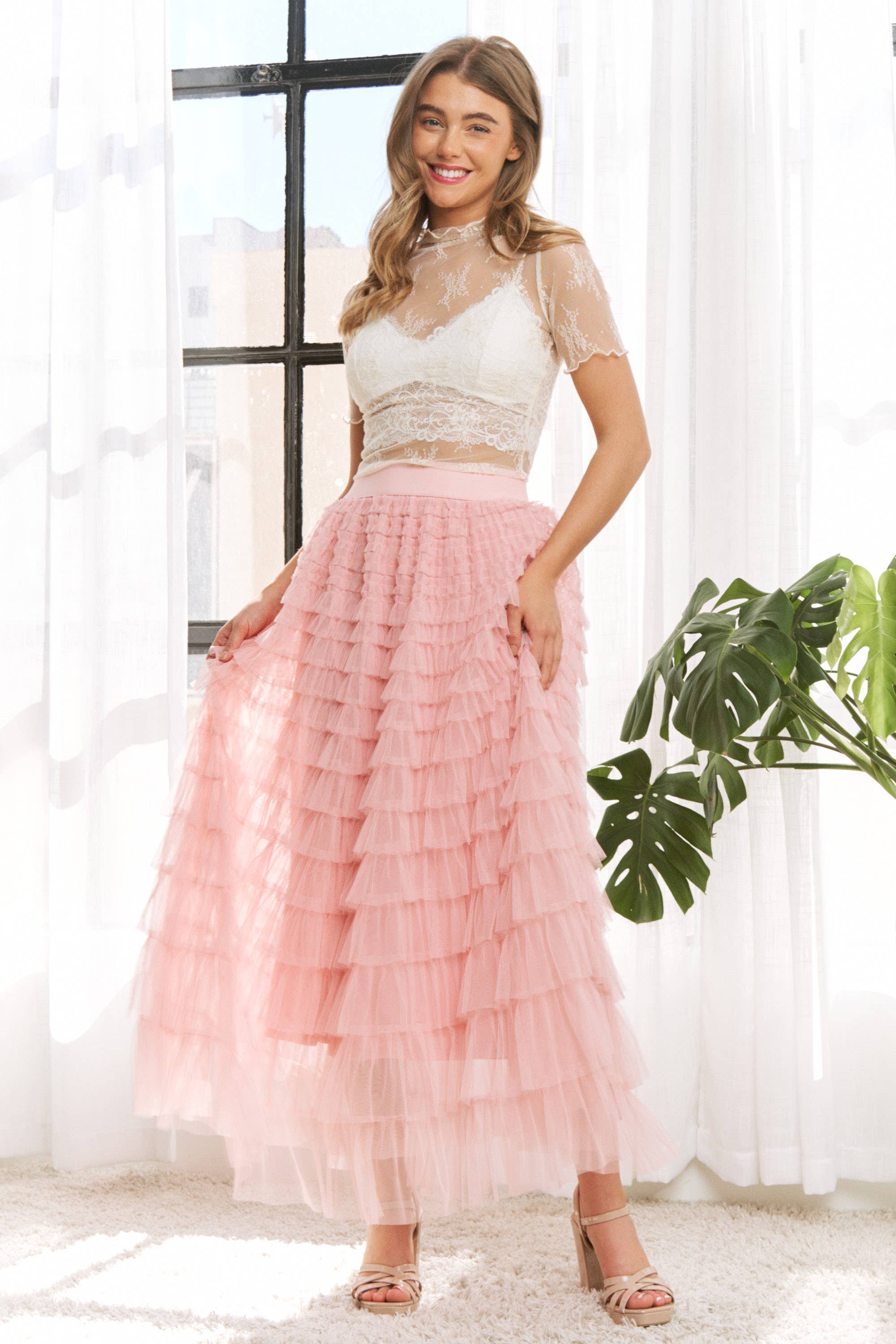 Sweet Generis - Wholesale Skirt - Women's - CASCADING TULLE MESH TIERED MAX SKIRT16