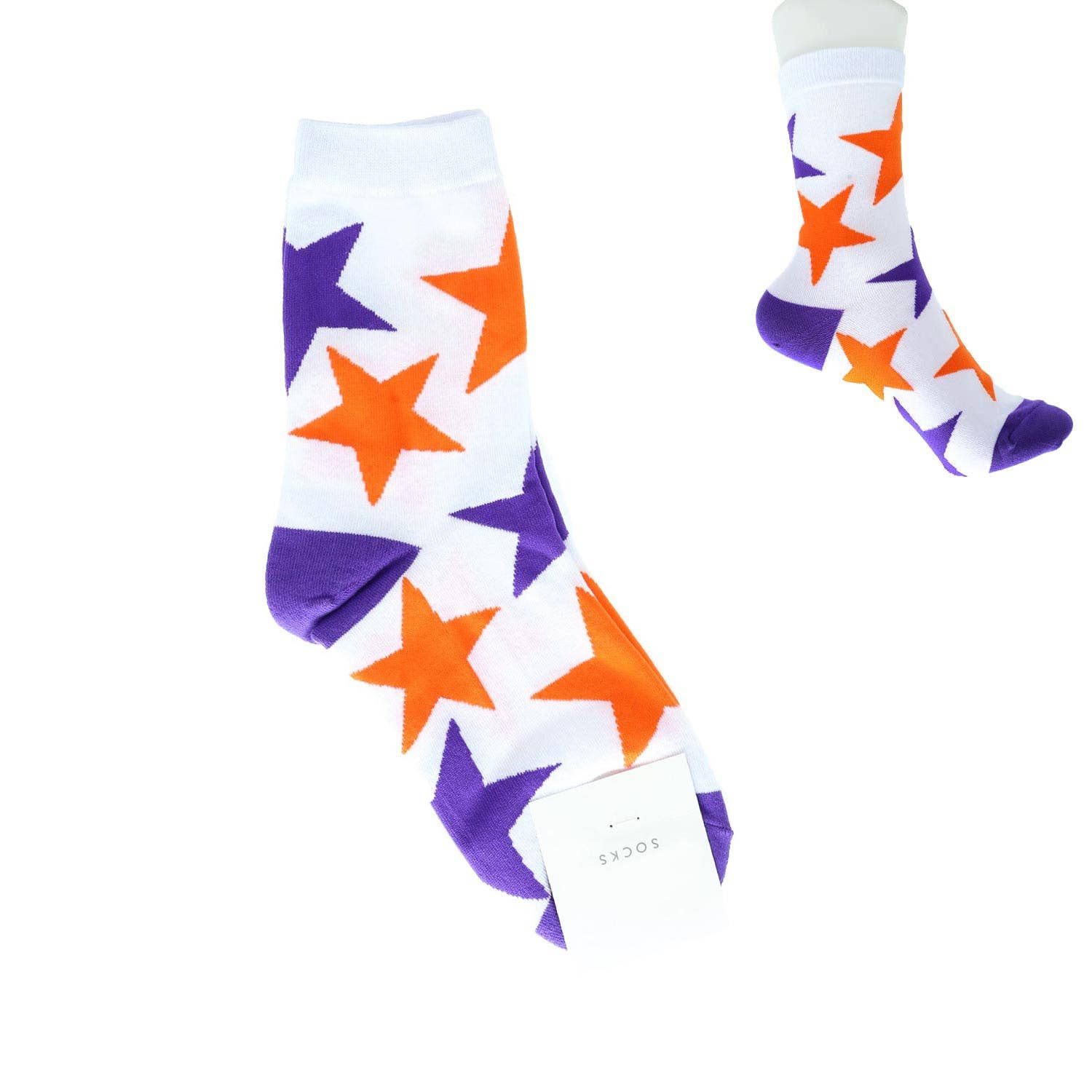 SP Sophia Collection - Vente Chaussettes – femme - Chaussettes ras du cou en tricot de coton à imprimé étoilé pour femmes1