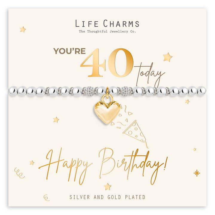 Happy 40th Birthday Charm Bracelet for wholesale by Life Charms