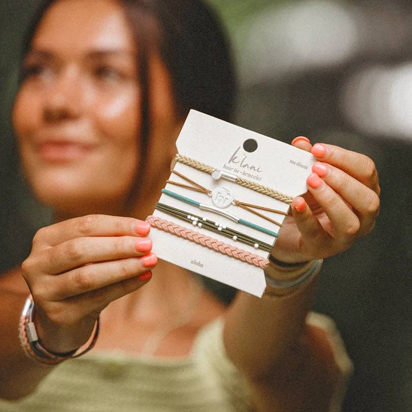 K'lani hair tie bracelets - Wholesale Hair Tie - "Aloha" Silver Hawaii Charm Hair Tie Bracelets4