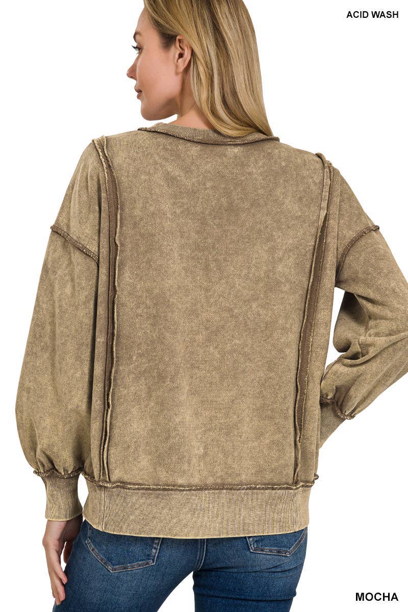 Vanilla Monkey - Vendita all'ingrosso Felpa - Donna - Felpa con cuciture a vista Acid Wash F/Terry1