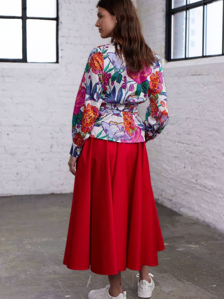 Marianna Déri GmbH – Engroshandel Nederdel - Dame – Rød A-line midi nederdel