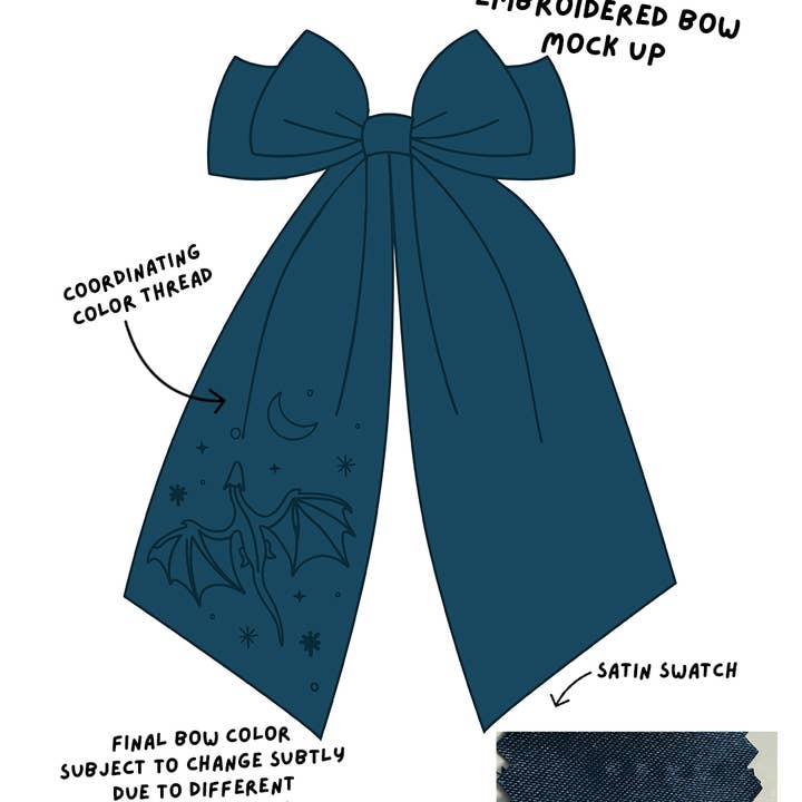 Blissfully Bookish Company - Wholesale Hair Bow - Kids - Celestial Dragon Satin Bow | Bookish Hair Accessory