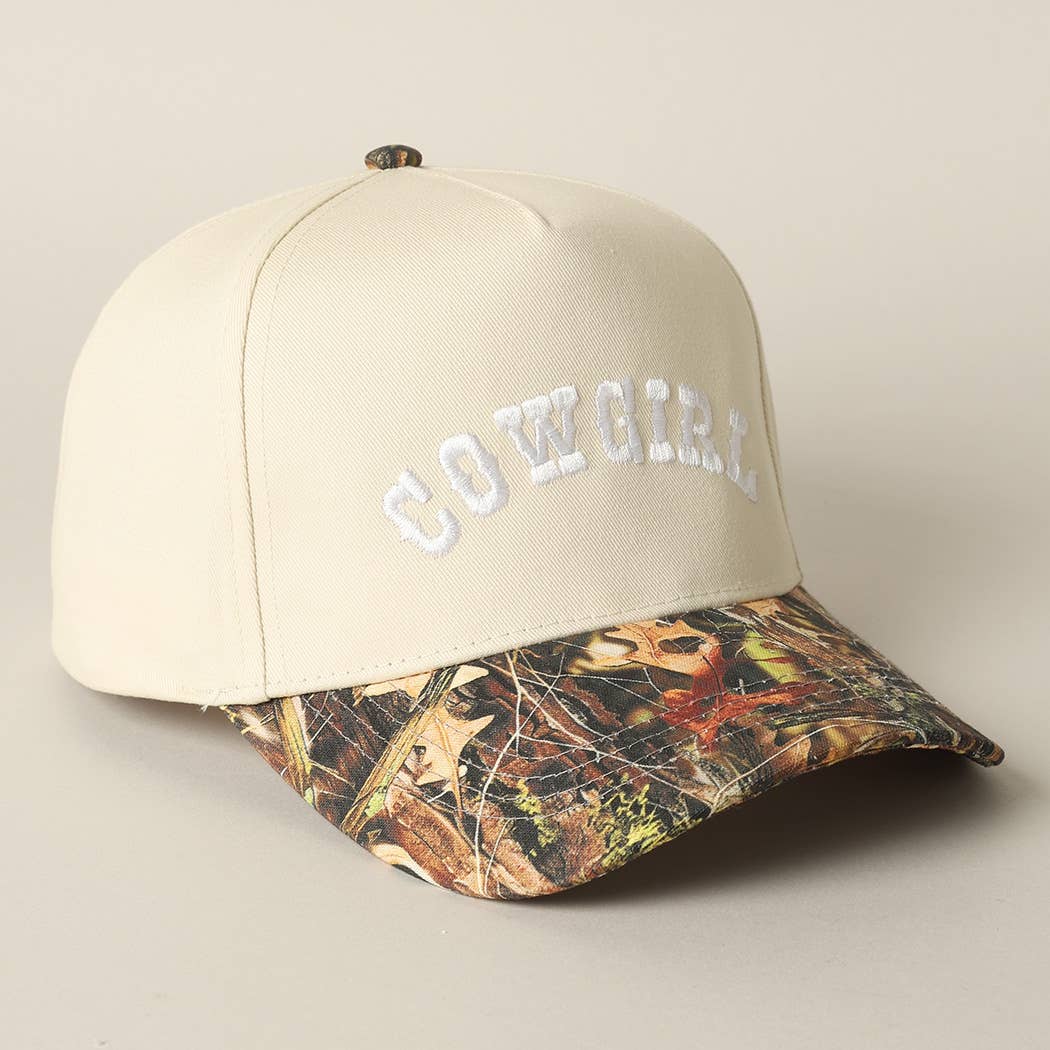 Fashion City - Wholesale Trucker Hat - Unisex - COWGIRL Lettering Embroidery Camo Two-Tone Cap14