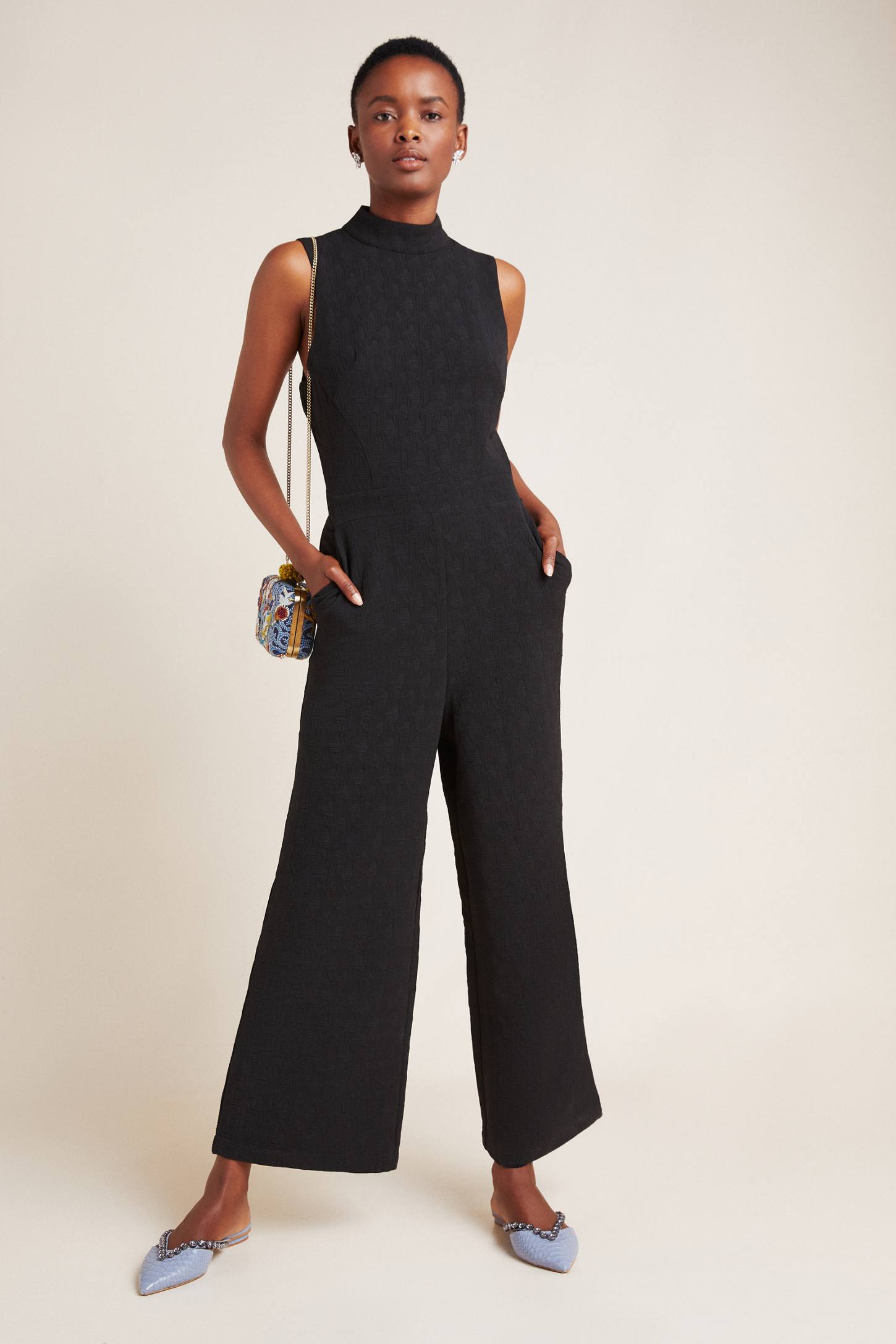 Eva Franco - Wholesale Jumpsuit - Women's - Charley Black Mock Neck Jumpsuit Petites and Plus Sizes4