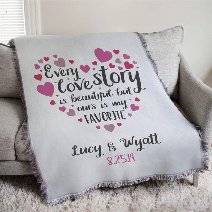Personalized Every Love Story Afghan Throw for wholesale by Sunny Jar Personalized