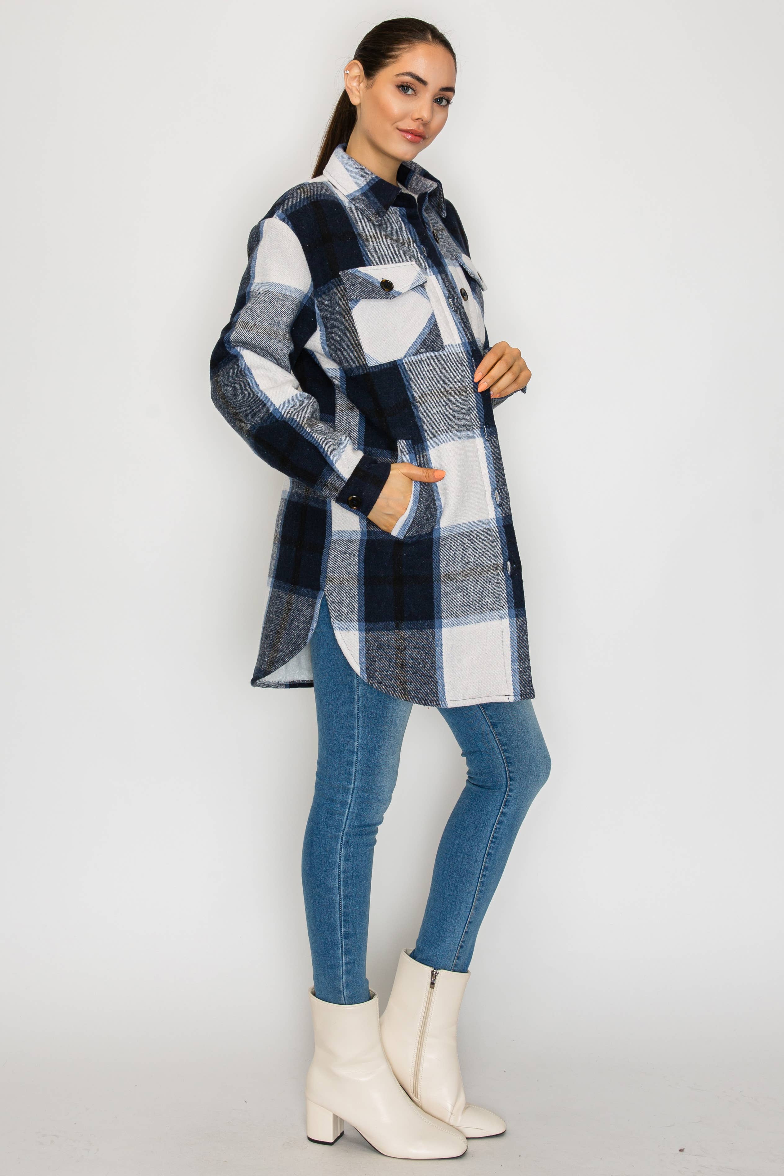 PATRONCITO USA INTERNATIONAL, INC - Wholesale Shirt Jacket/Shacket - Women's - Women Plaid Long Button Shirts Jackets (Shakets) LJ450-20257