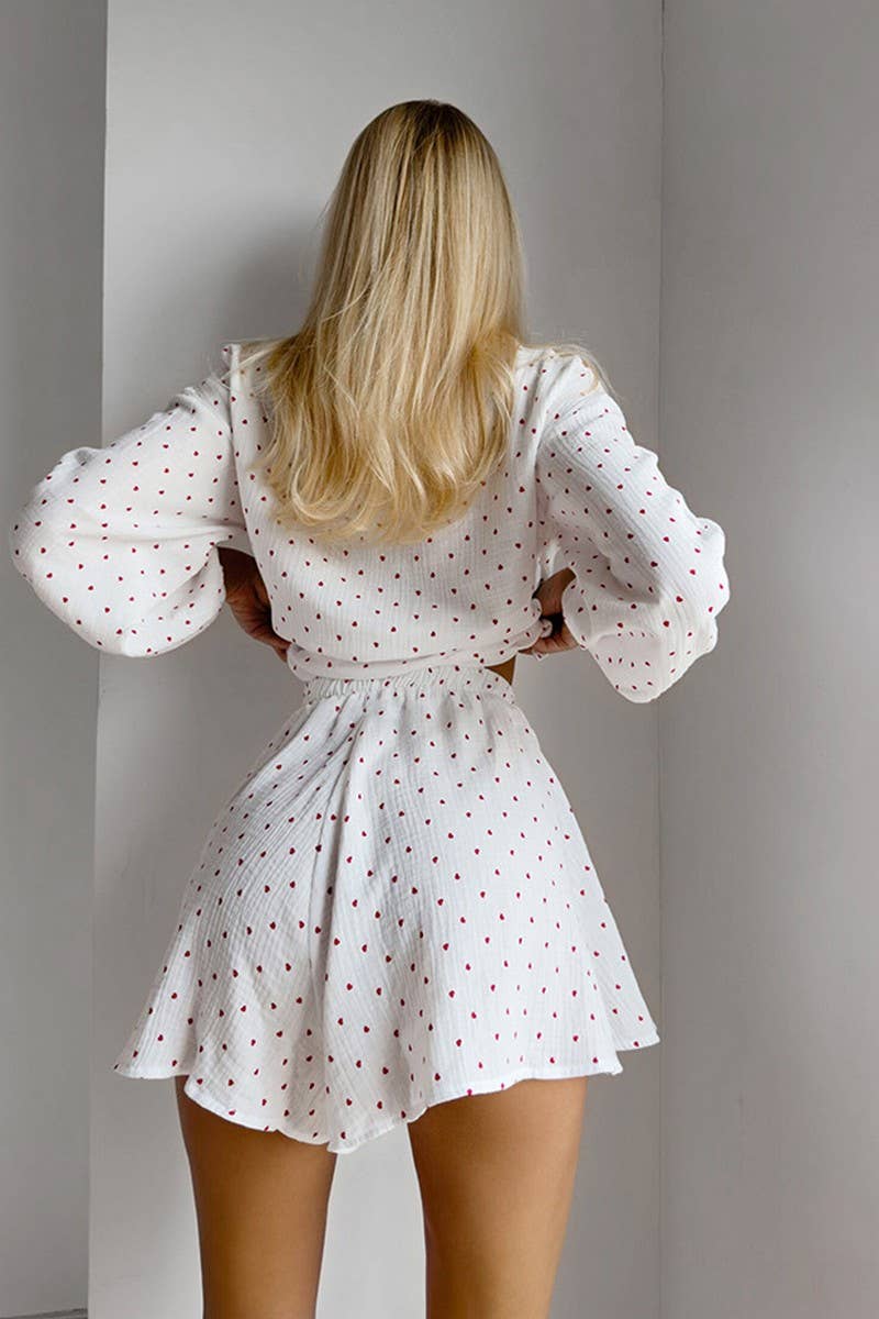 White CWSPJ0069_LONG SLEEVED SHIRT WITH BUTTONS SHORTS PAJAMAS SET for wholesale on Faire3