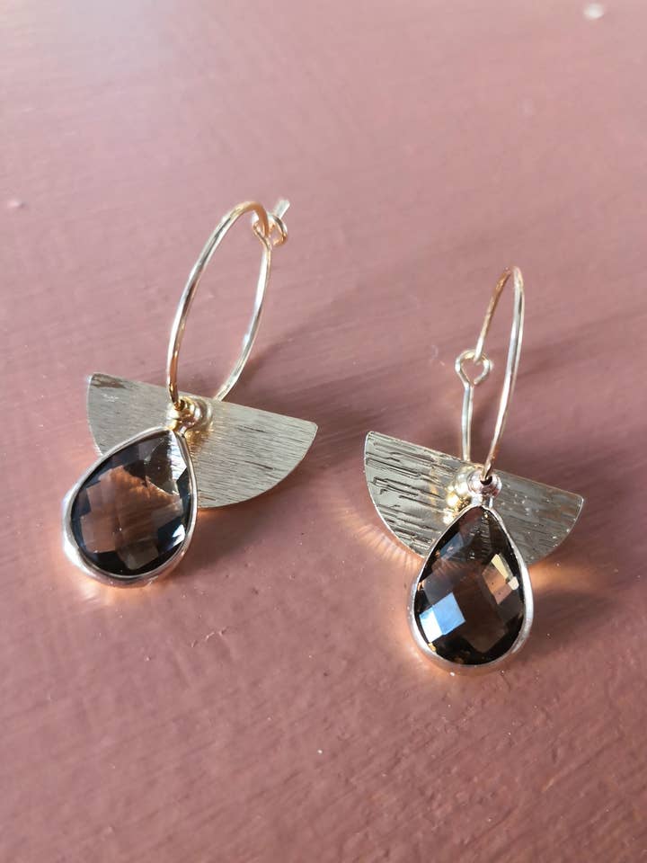 Luna creole earrings, colored crystal drops for wholesale by Un Amour de Bibi