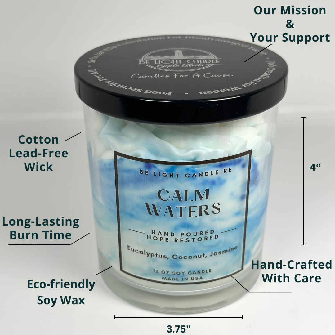 Be Light Candle RE - Wholesale Jar/Filled Candle - Calm Waters, Scented Soy Candle | Gifts For Friend | Coastal6
