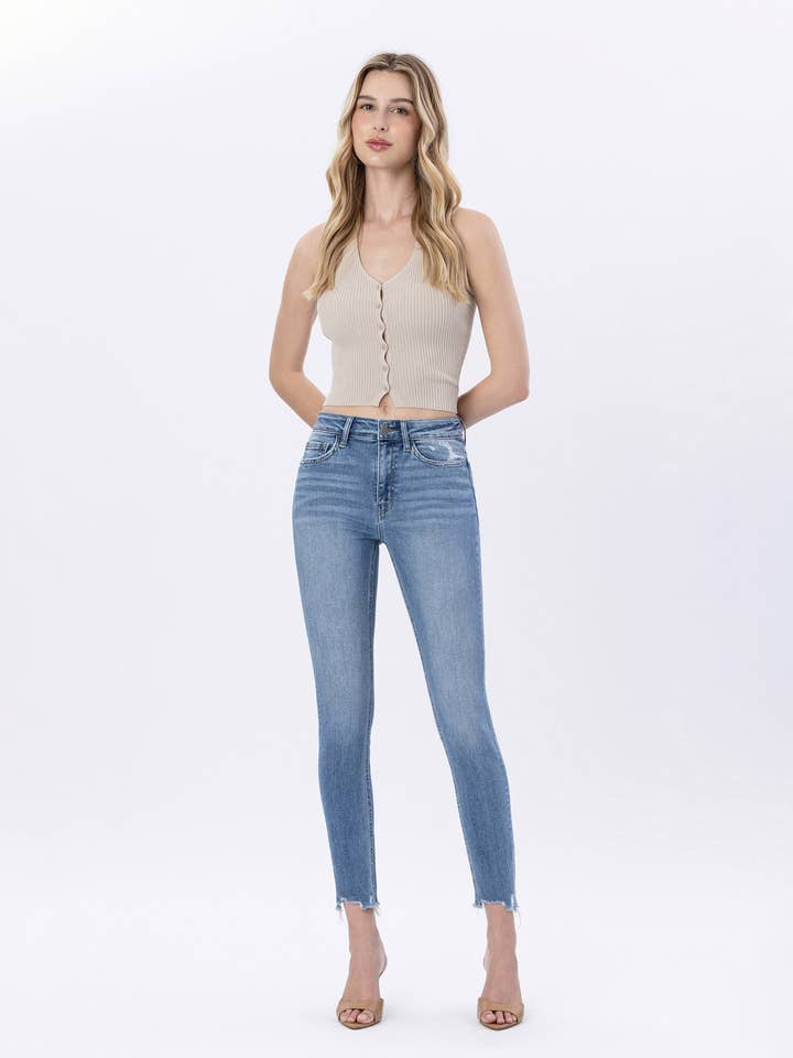 JEANS SKINNY A VITA ALTA ALLA CAVIGLIA F4780 per la vendita all'ingrosso da parte di FLYING MONKEY