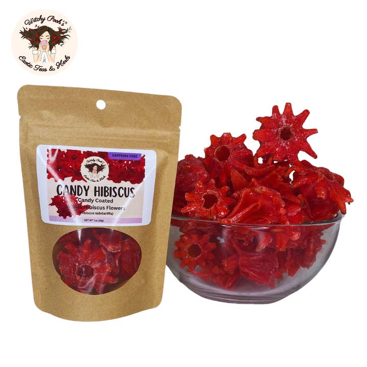 Witchy Pooh's Exotic Teas & Herbs - Wholesale Fruit Snacks - Witchy Pooh's Candy Hibiscus - Candy Coated Whole Hibiscus13