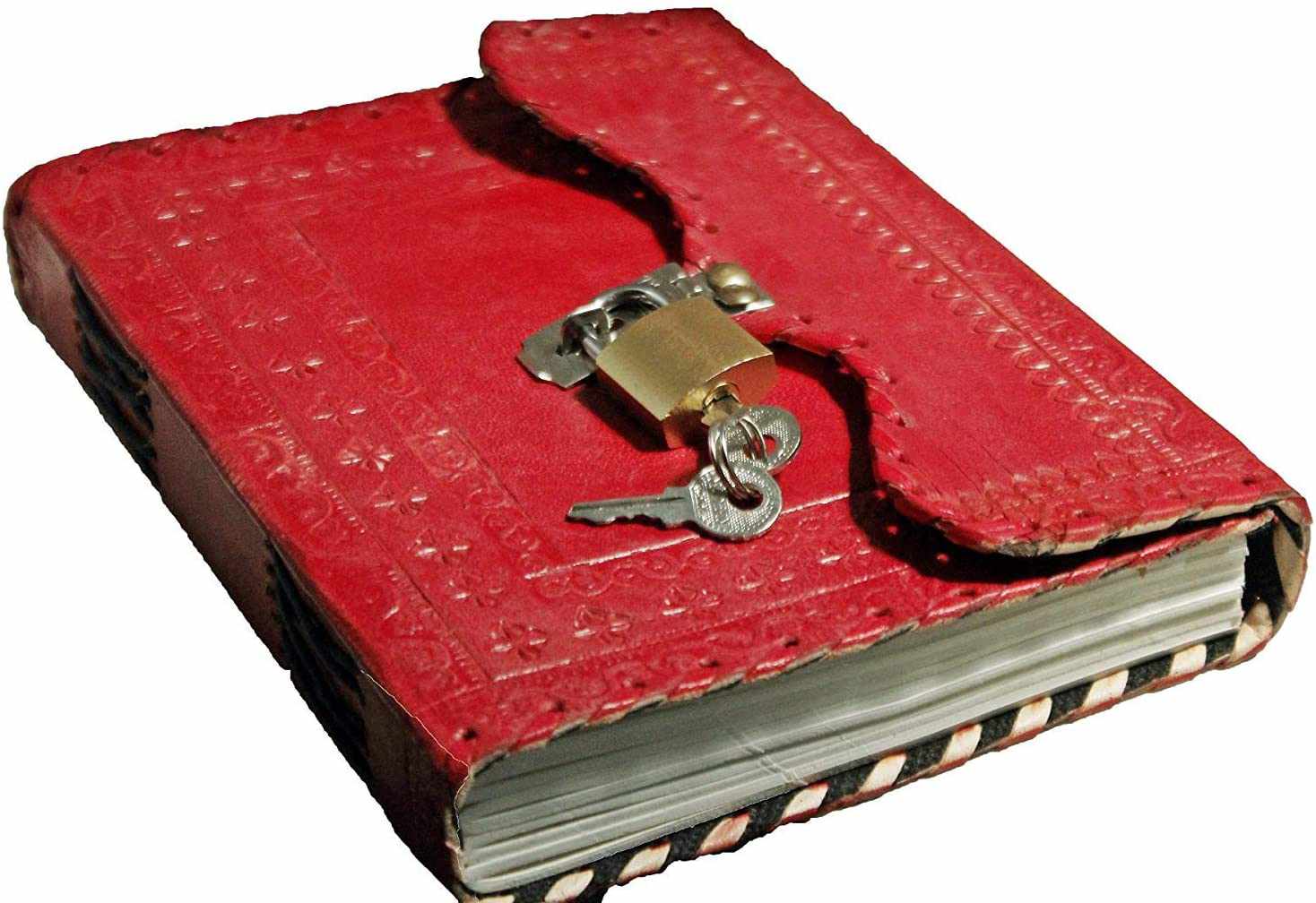 Tuzech Leather - Vente Journal intime - Journal en cuir TUZECH pour hommes et femmes, carnet en cuir pour écrire des poèmes, carnet de croquis, carnet de notes pour tenir des registres, mémoire personnel avec serrure et clé - Non ligné 7 pouces20