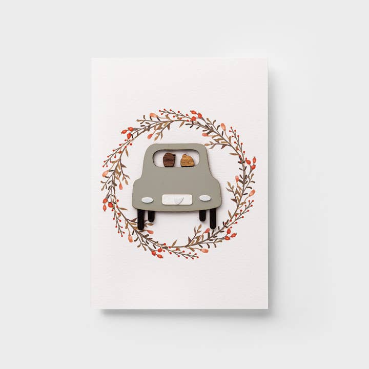 PESKOVOI - Wholesale Wedding Card - 3D Wooden Car Greeting Card – Wedding Celebration Card Love2