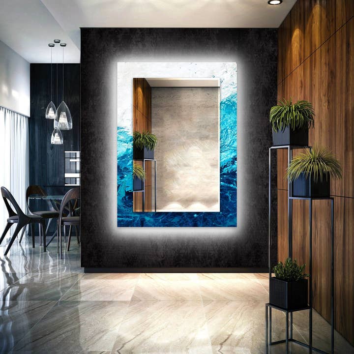 Miroir mural abstrait en verre trempé pour la vente par MyPhotostation