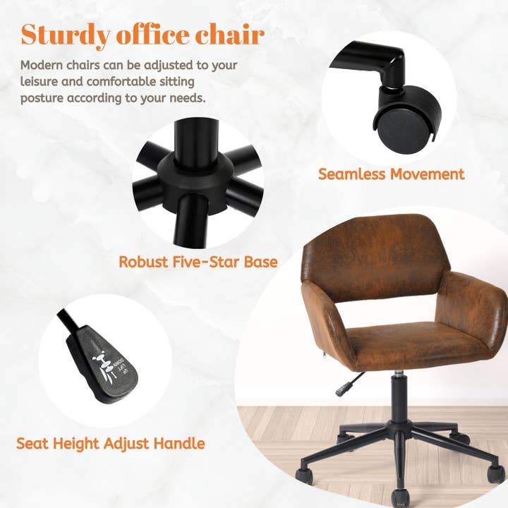 HOMYCASA DESIGN INC - Wholesale Chair - Modern Upholstered Suede Office Chair with Adjustable Height