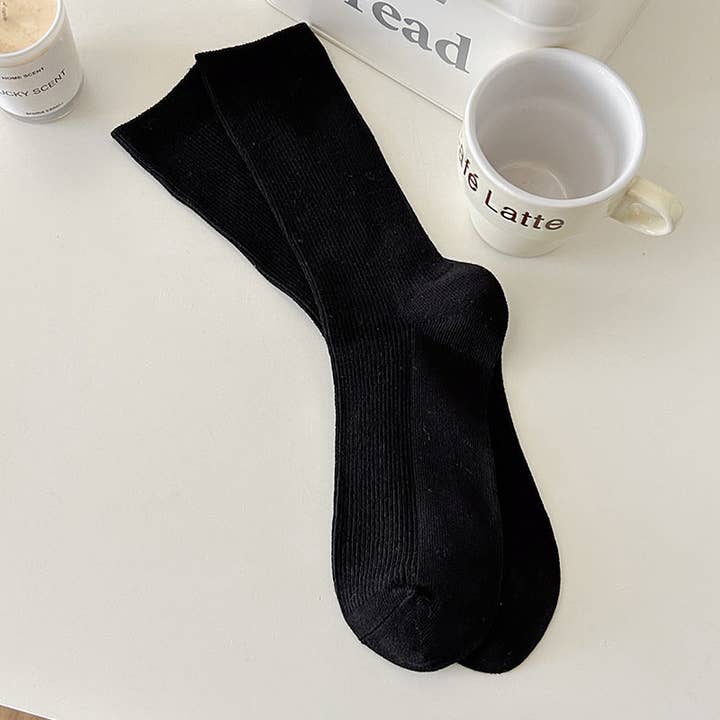 Dipped Shop - Wholesale Socks - Women's - Solid Color Ribbed Simple Socks DP25A453