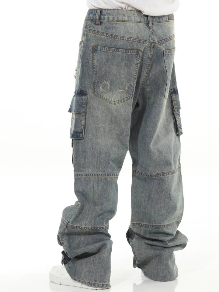 Stylo - Wholesale Jeans - Men's - Khaki Buckled Baggy7