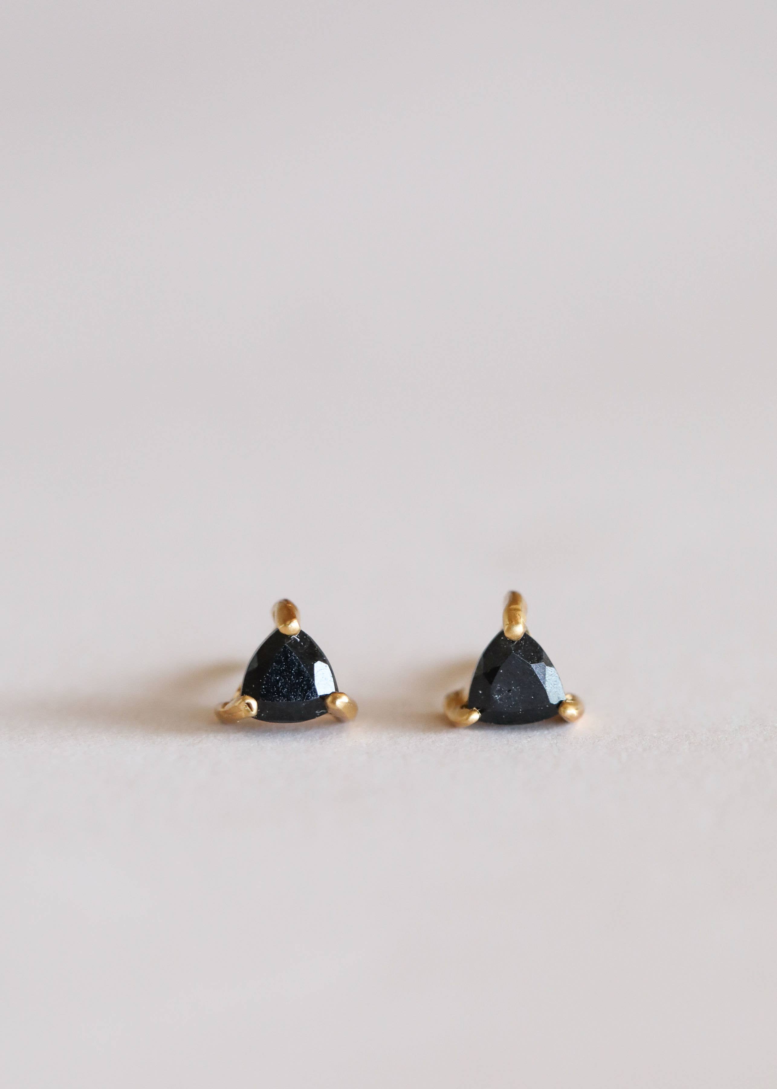 JaxKelly - Wholesale Stud/Post Earrings - Mini Energy Gem - Black Tourmaline - Gold Earrings2