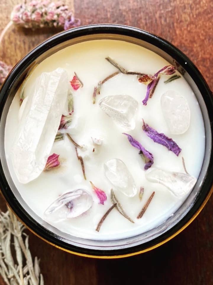 Lavender 9oz Crystal Candle for wholesale by CandleTherapy