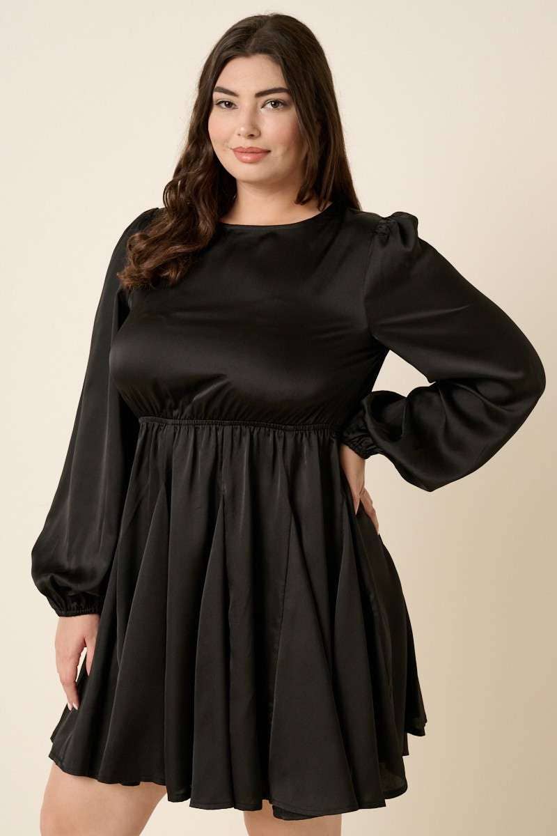 mittoshop - Wholesale Dress - Women's - PLUS SATIN CUT OUT BACK DETAIL MINI DRESS12