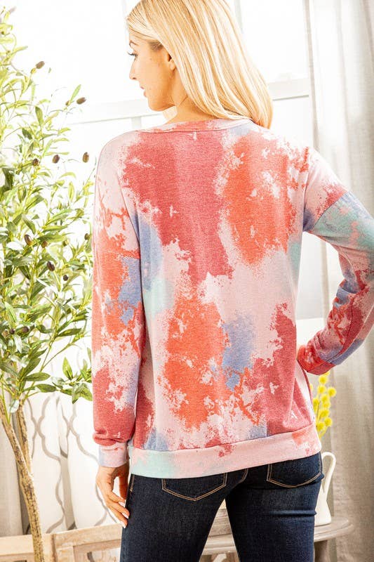 HEIMISH - Wholesale Tuniek - Dames - ET5138-10 MEERKLEURIGE TOP MET TIE-DYE-PRINT2