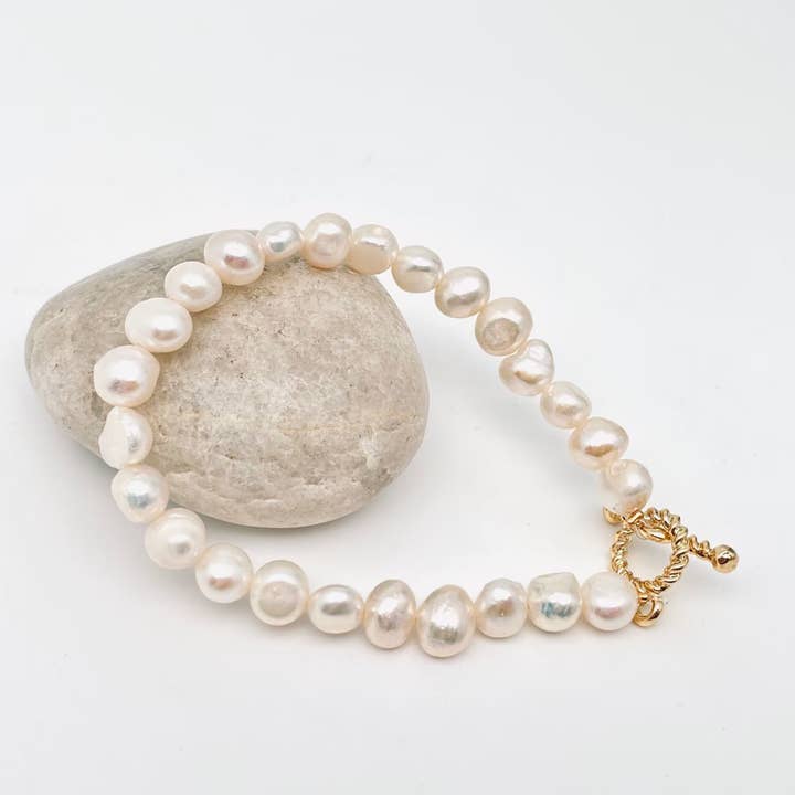 Irregular Pearl Beaded OT Buckle Bracelet for wholesale on Faire