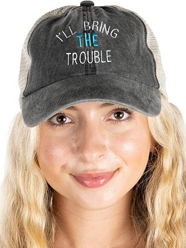 Cotton Mesh - I'll bring the TROUBLE for wholesale by Funky Junque