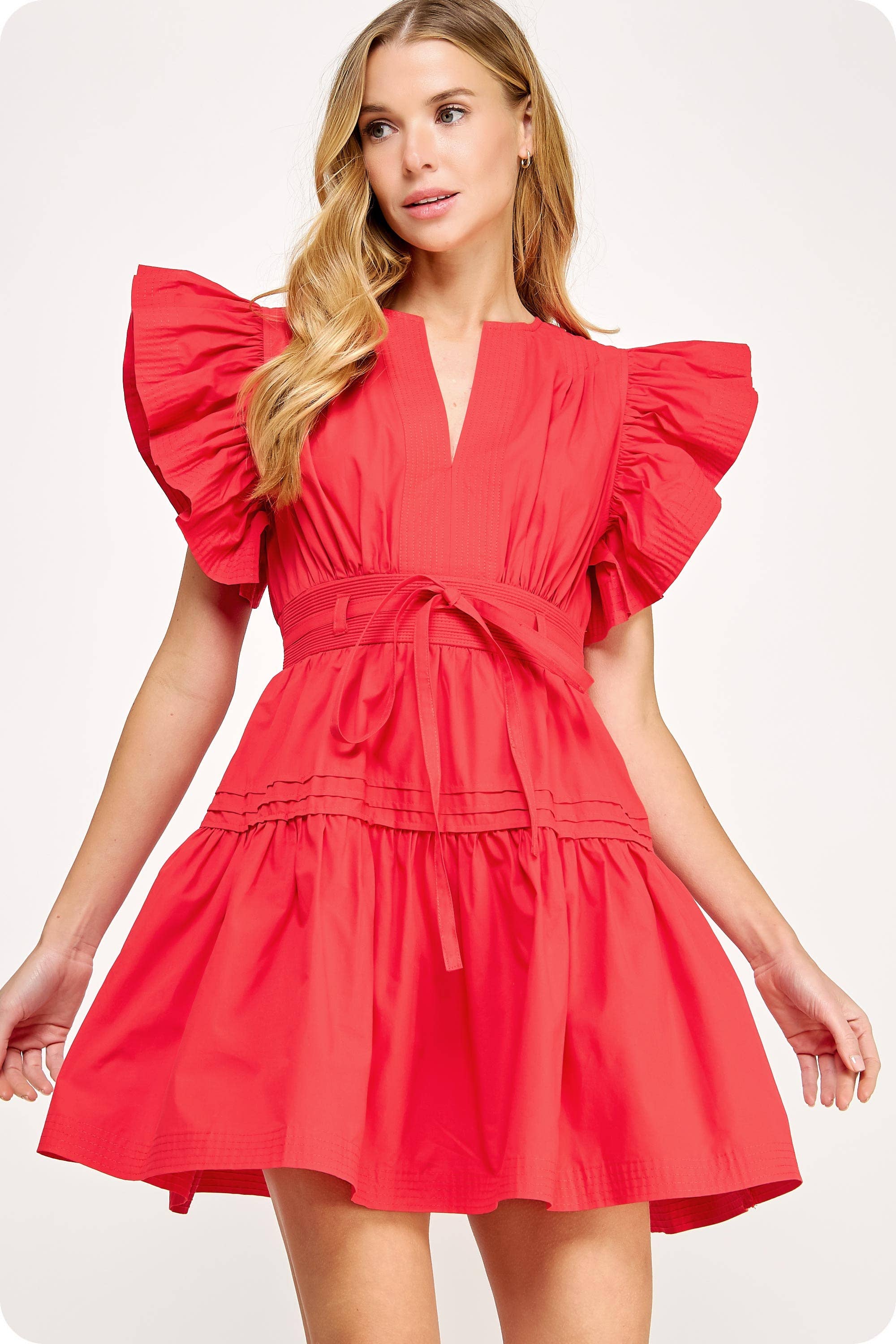 Strut & Bolt - Wholesale Dress - Women's - Flutter Sleeve Poplin Mini Dress27