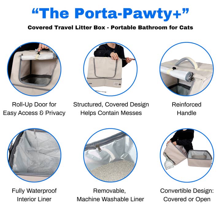 Travel Cat Wholesale - Wholesale Pet Carrier - Cat - "The Porta-Pawty+" Covered Travel Litter Box - Portable Bathroom for Cats3