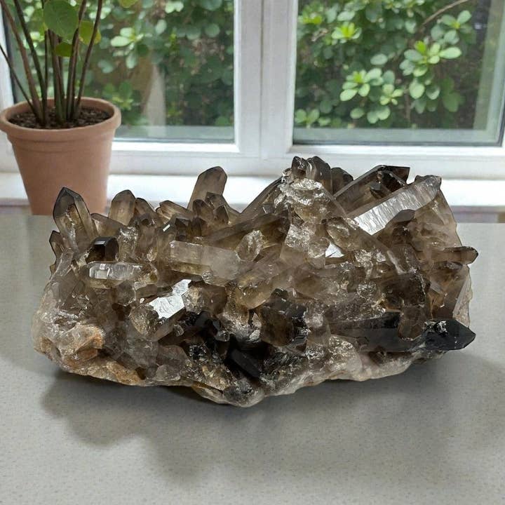 Smoky Lemurian Quartz Crystal Cluster for wholesale by Rock Paradise