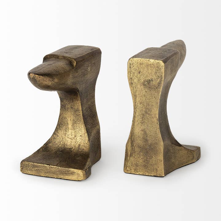 HomeRoots - Wholesale Bookend - Distressed Brushed Gold Anvil Bookends2