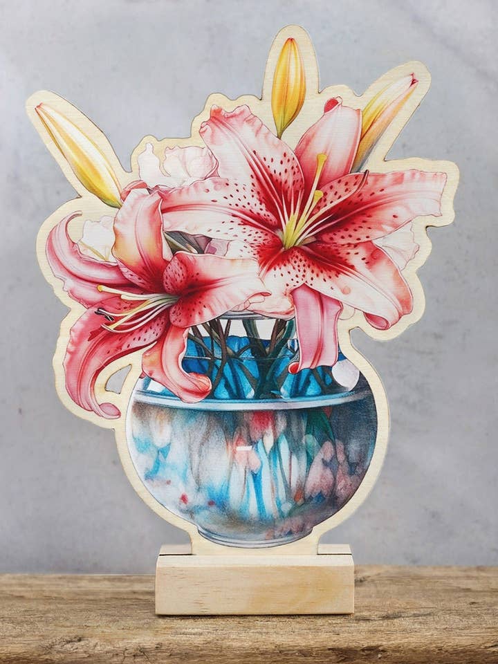 Wooden Mother's day Card with a holder | Lilius Flower for wholesale by Florlette