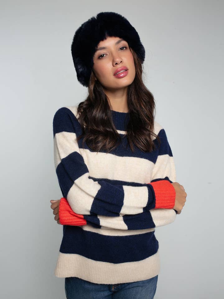 Banda de Cabelo de Pêlo Sintético Elsa - Azul Marinho por atacado de NOOKI DESIGN LTD