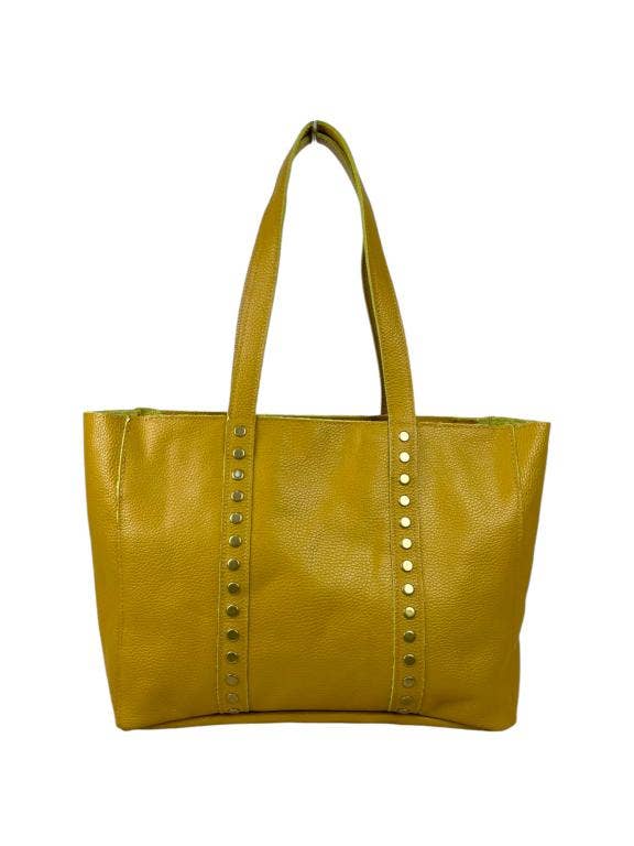 Chenson & Gorett – wholesale Väska med handtag – Dam – Stor italiensk läderväska med dekorativa nitar8