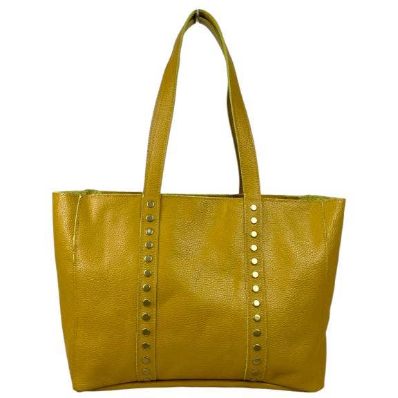 Chenson & Gorett – wholesale Top handle bag – women's – Large Italian Leather Bag with Decorative Studs B2B2