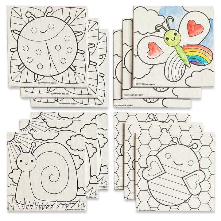 Happy Mini Canvas & Paint Sets 12 Pack for wholesale by Kipp Brothers