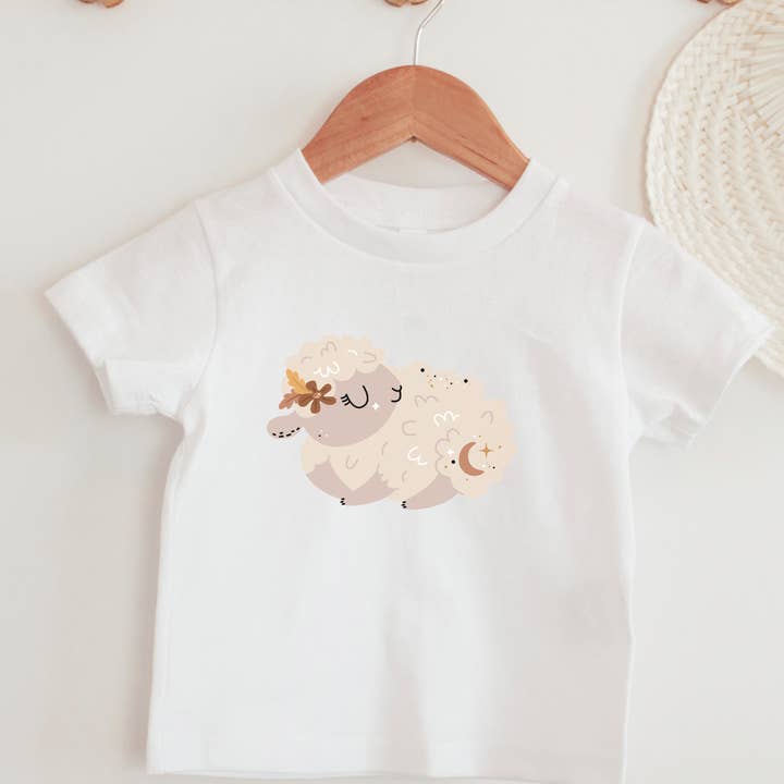 Beige Boho Lamb Toddler Shirt for wholesale by Petite Star Rising