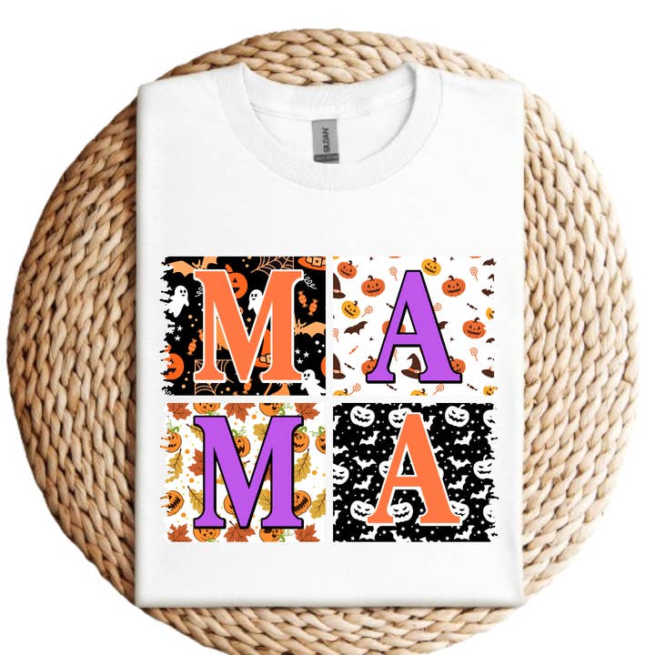 T-shirt graphique pour femme Spooky Mama Halloween pour la vente par Mama and Littles Apparel