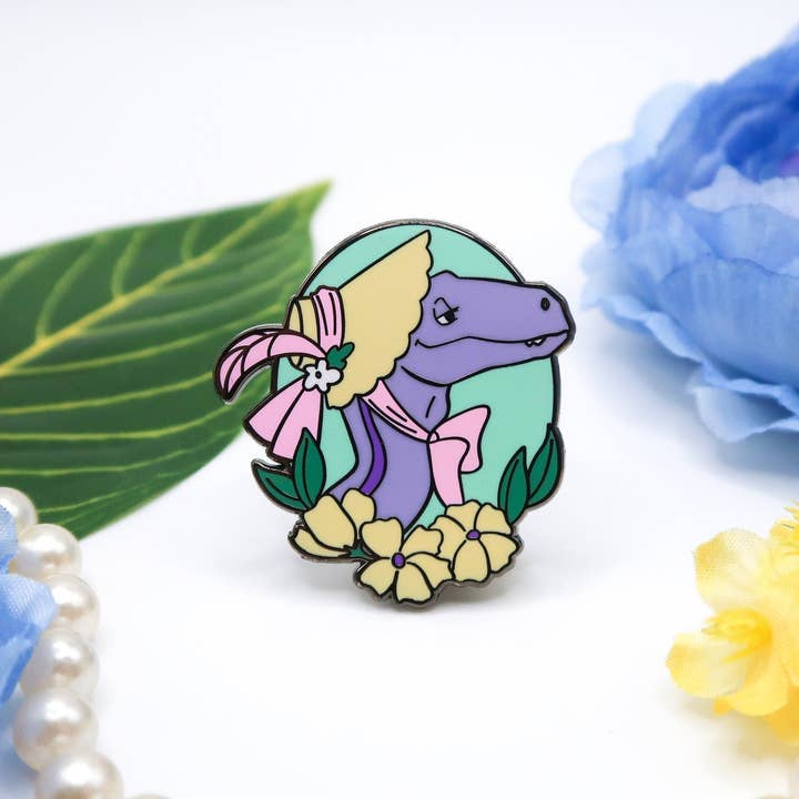 Geekly Whimsical - Wholesale Lapel Pin/Button - Dapper Dinos - Dorthea Raptor Enamel Pin6